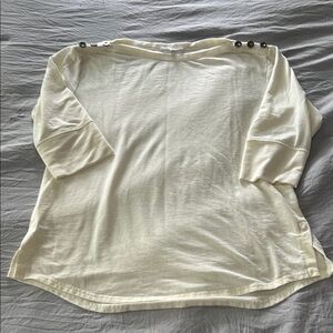Jane + Delancey Cream Boat Neck 3/4 Length Sleeve Top with Button Detail